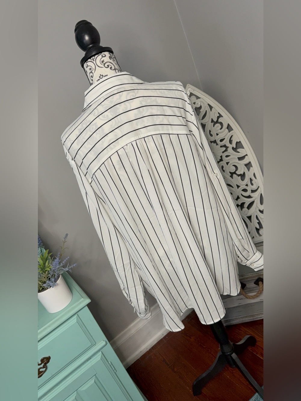 Maurices Striped Button Down Long Sleeve Blouse Size 2X Boho Beach Vacation - Picture 4 of 9